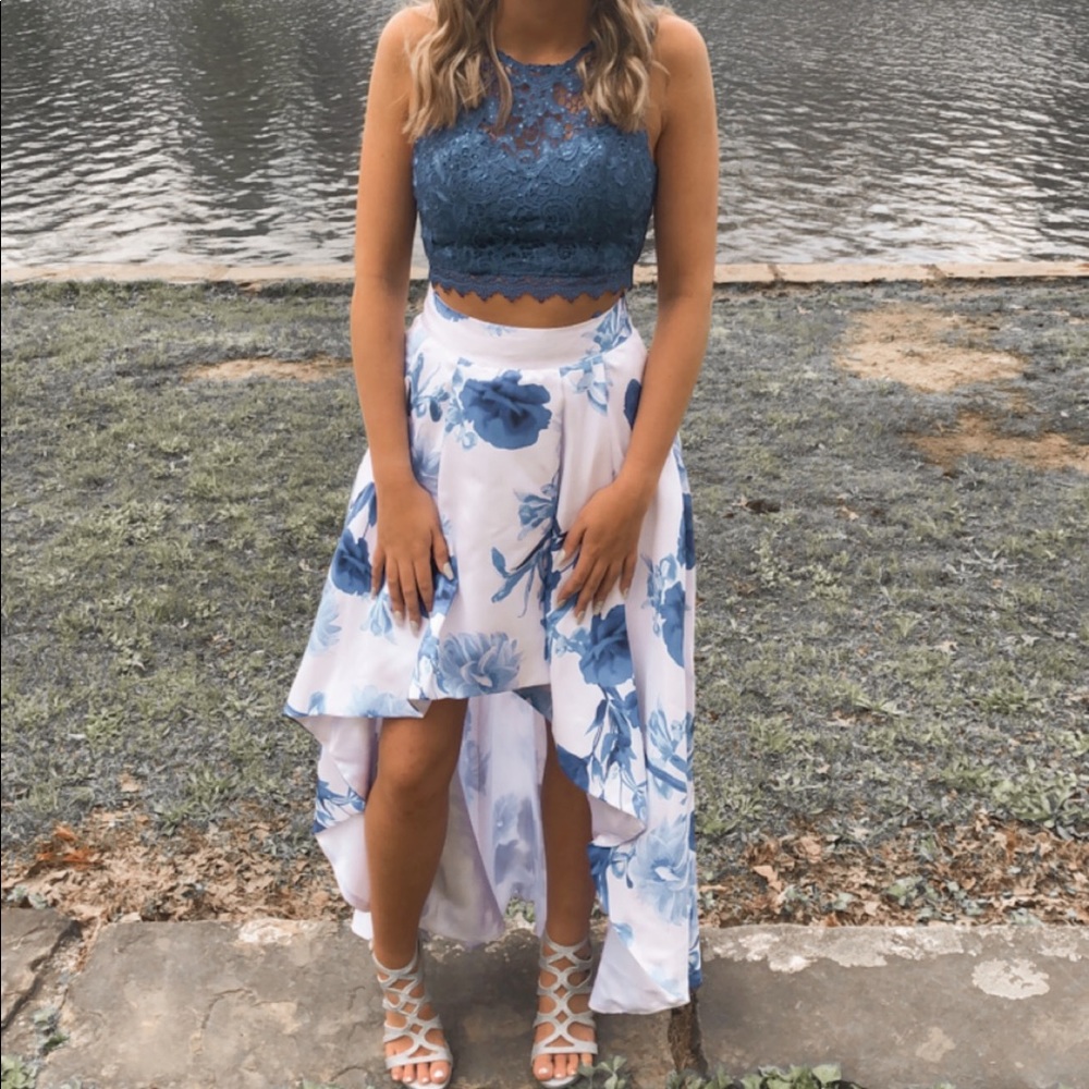 Two piece hi low dress